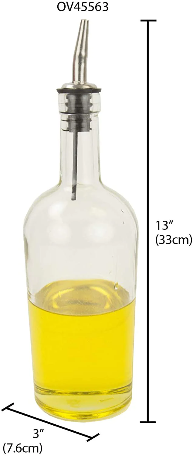 Home Basics Round Olive Oil Bottle Dispenser, Clear, 18.6 Ounces - Image 7