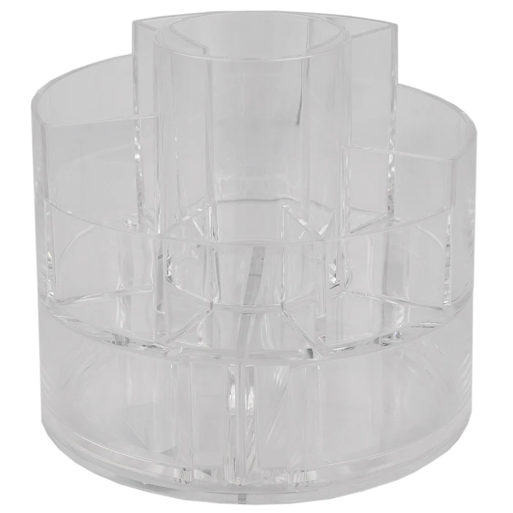 Home Basics Round Shatter-Resistant 5 Compartment Plastic Compact Cosmetic Organizer, Clear - Image 3
