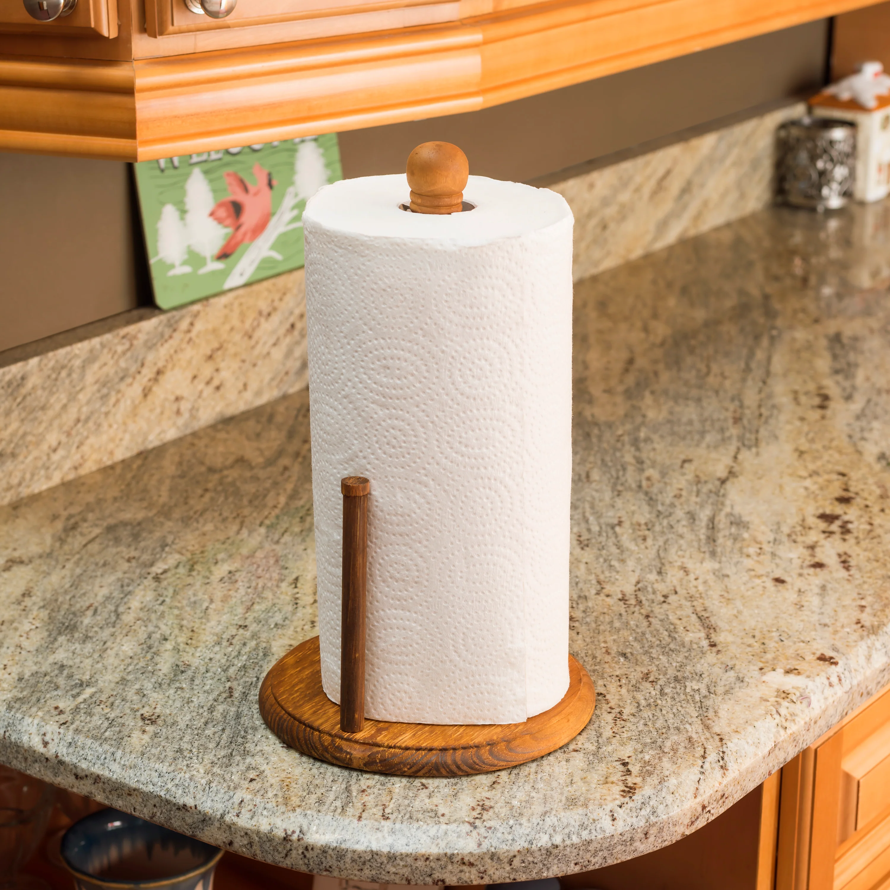 Home Basics Rustic Collection Paper Towel Holder with Easy-Tear Arm - Image 5