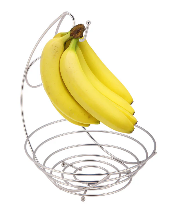 Home Basics Satin Nickel Fruit Bowl with Banana Tree