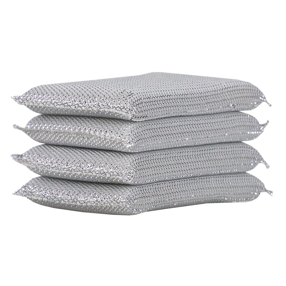 Home Basics Scouring Pads, (Pack of 4), Silver