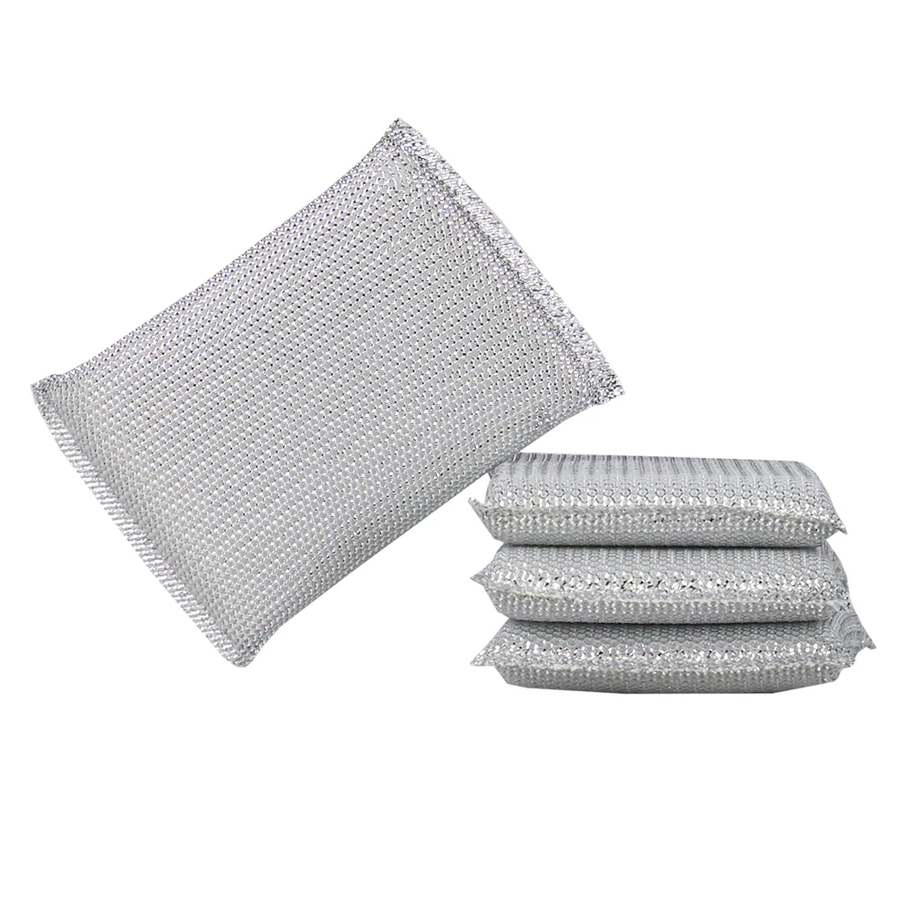Home Basics Scouring Pads, (Pack of 4), Silver - Image 3