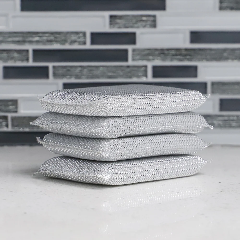 Home Basics Scouring Pads, (Pack of 4), Silver - Image 4