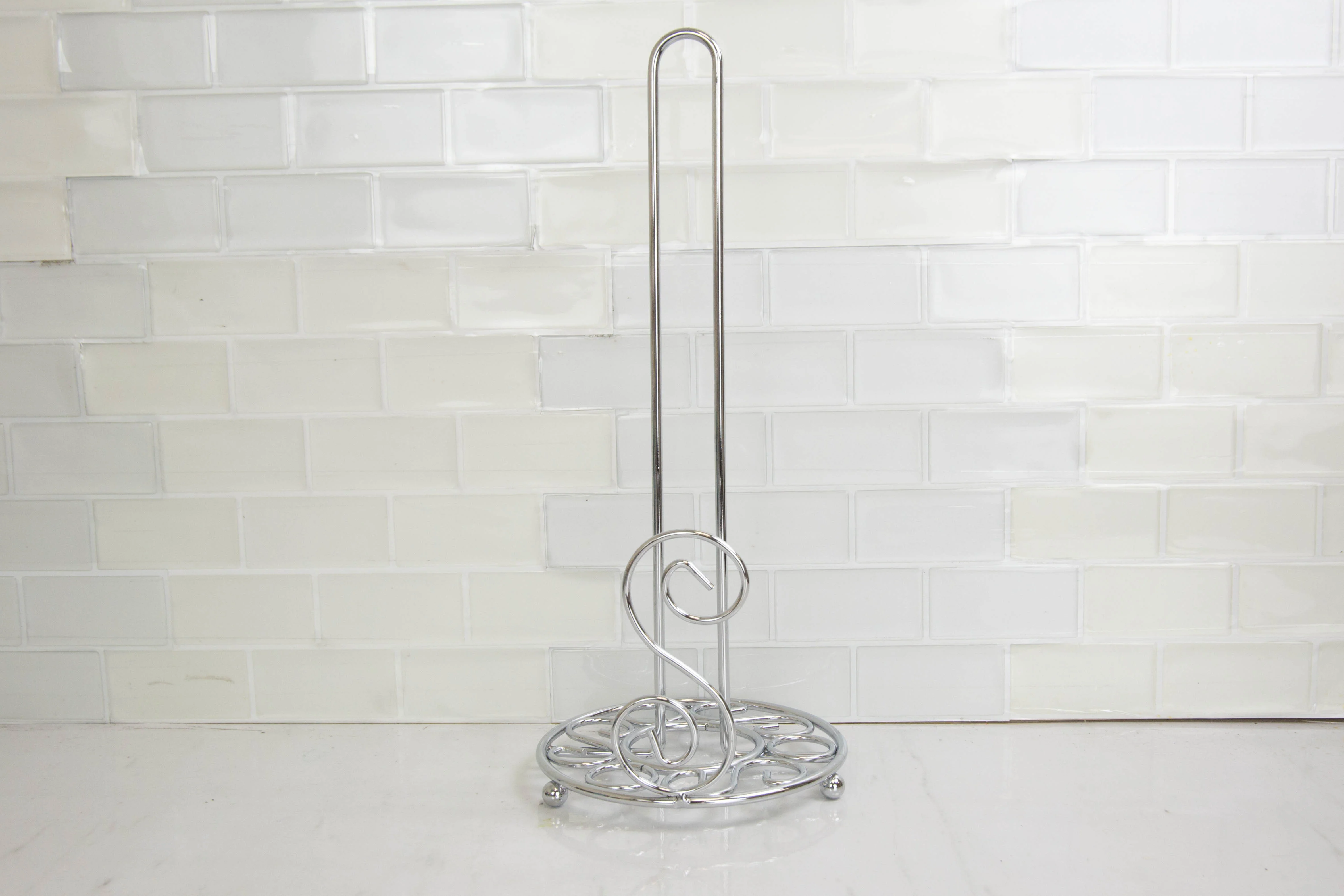 Home Basics Scroll Collection Free-Standing Paper Towel Holder, Chrome - Image 4