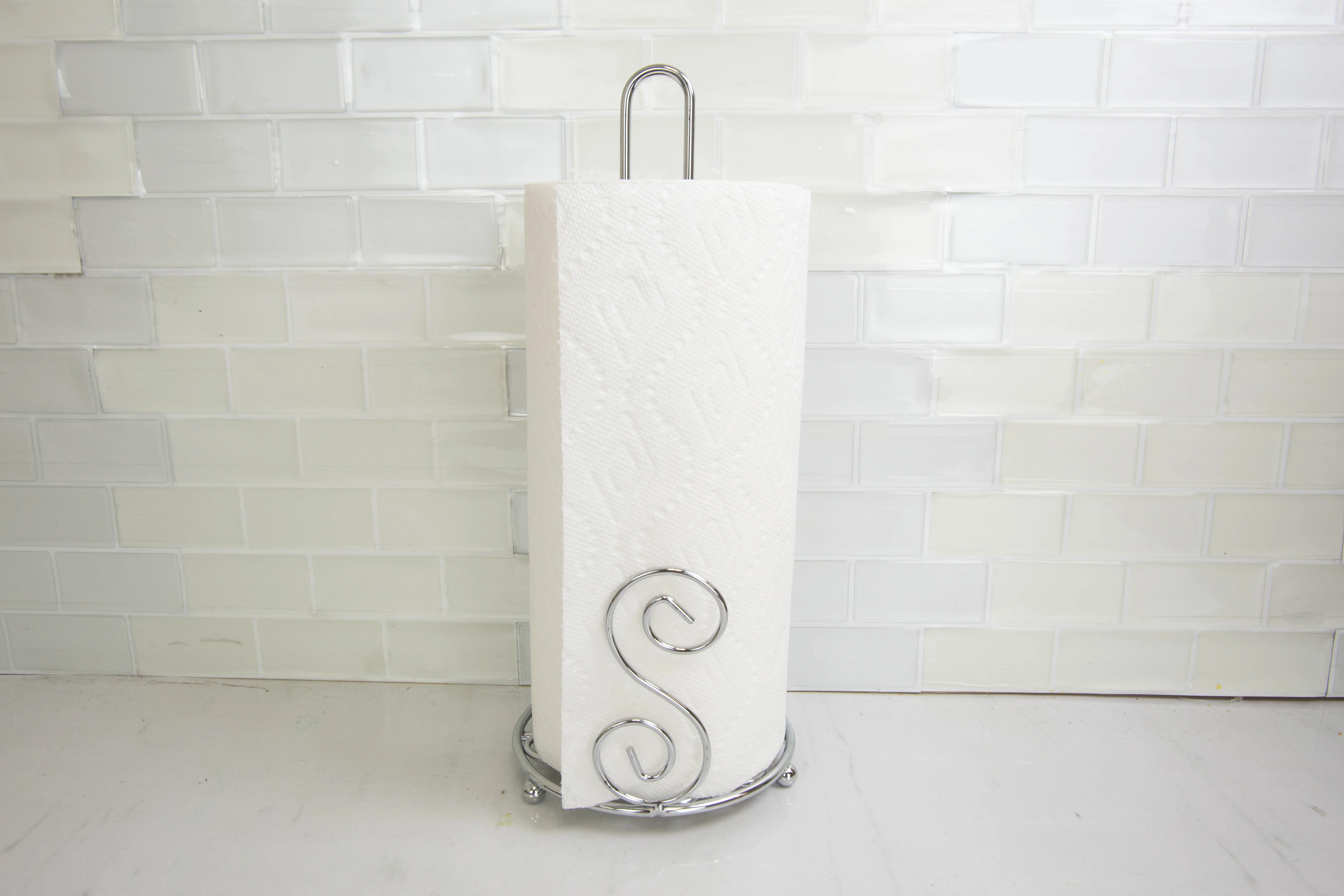 Home Basics Scroll Collection Free-Standing Paper Towel Holder, Chrome - Image 5