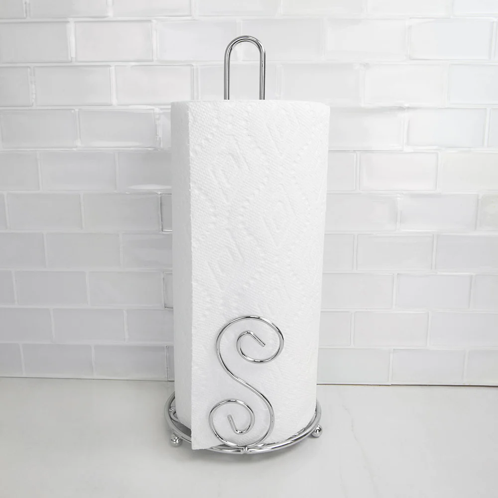 Home Basics Scroll Collection Free-Standing Paper Towel Holder, Chrome - Image 6
