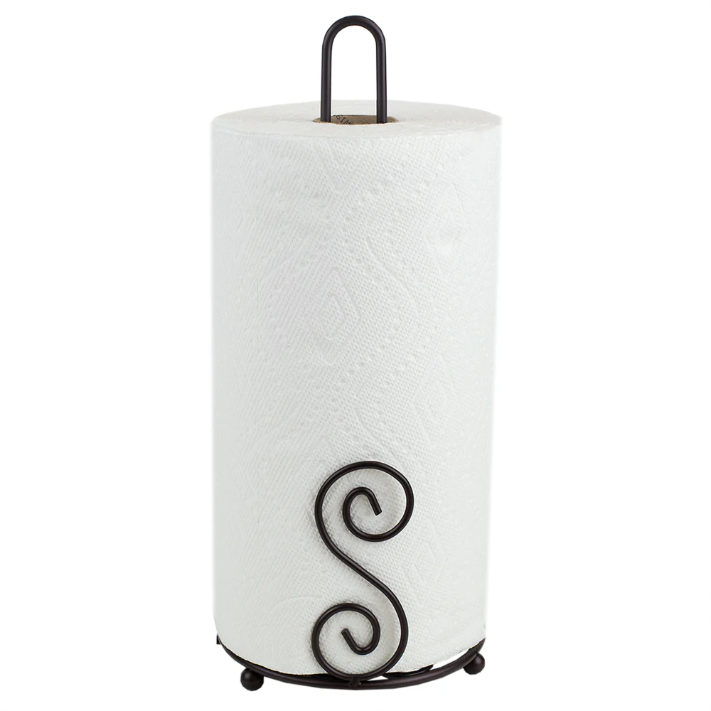 Home Basics Scroll Collection Paper Towel Holder, Bronze, 6x6x13.5 Inches