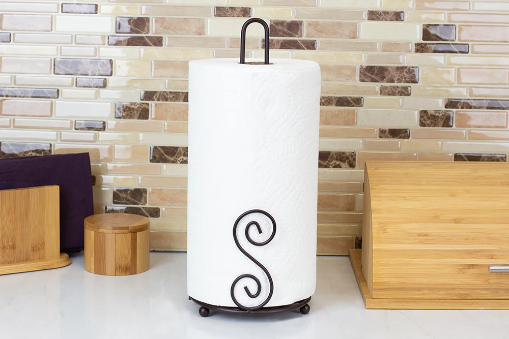 Home Basics Scroll Collection Paper Towel Holder, Bronze, 6x6x13.5 Inches - Image 4