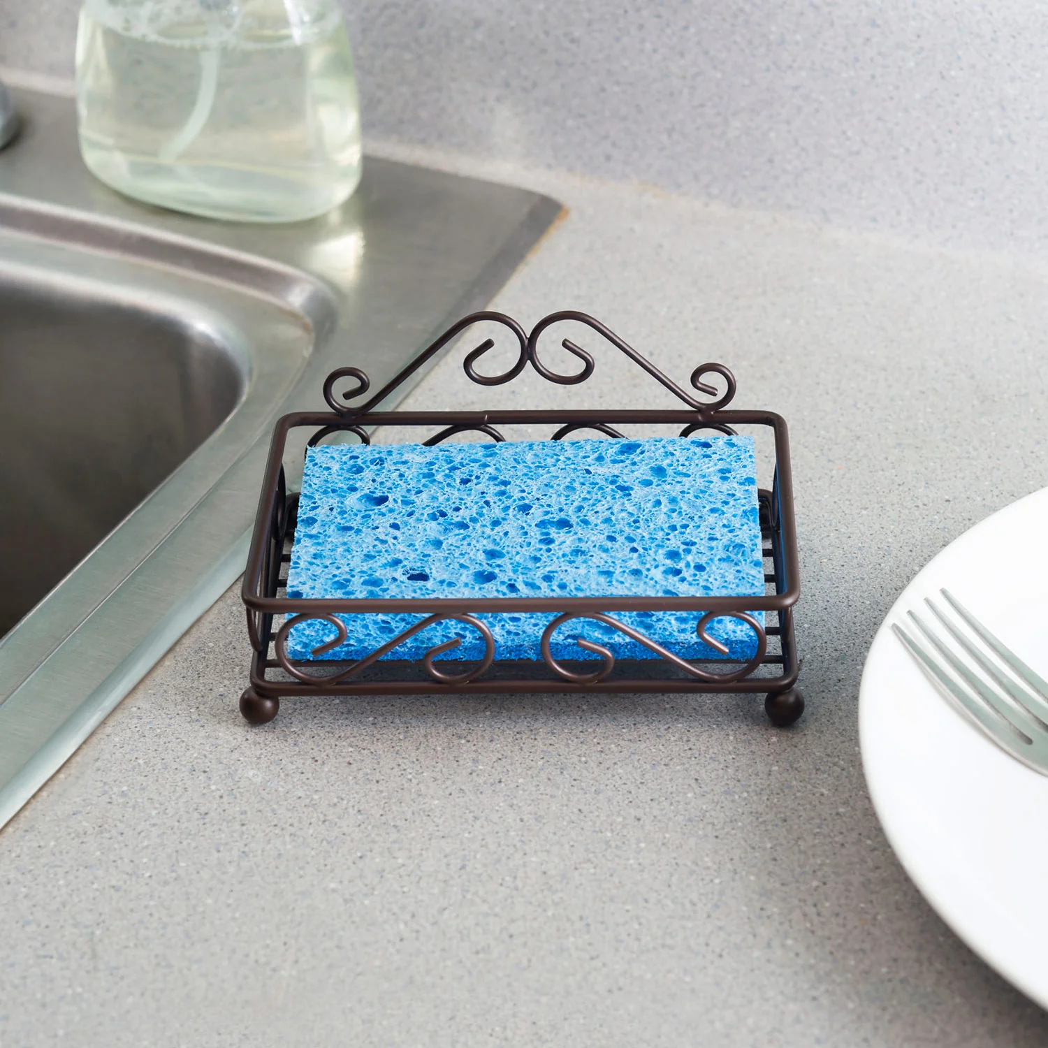 Home Basics Scroll Collection Sponge Holder, Bronze, 5.25x3.5x2.8 Inches - Image 2