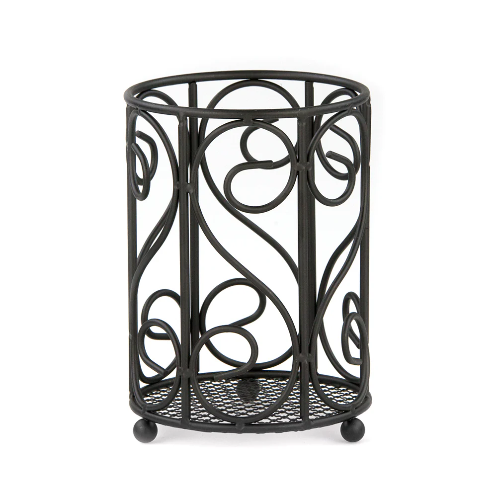Home Basics Scroll Collection Steel Cutlery Holder, Black, 6.75x5 Inches - Image 4