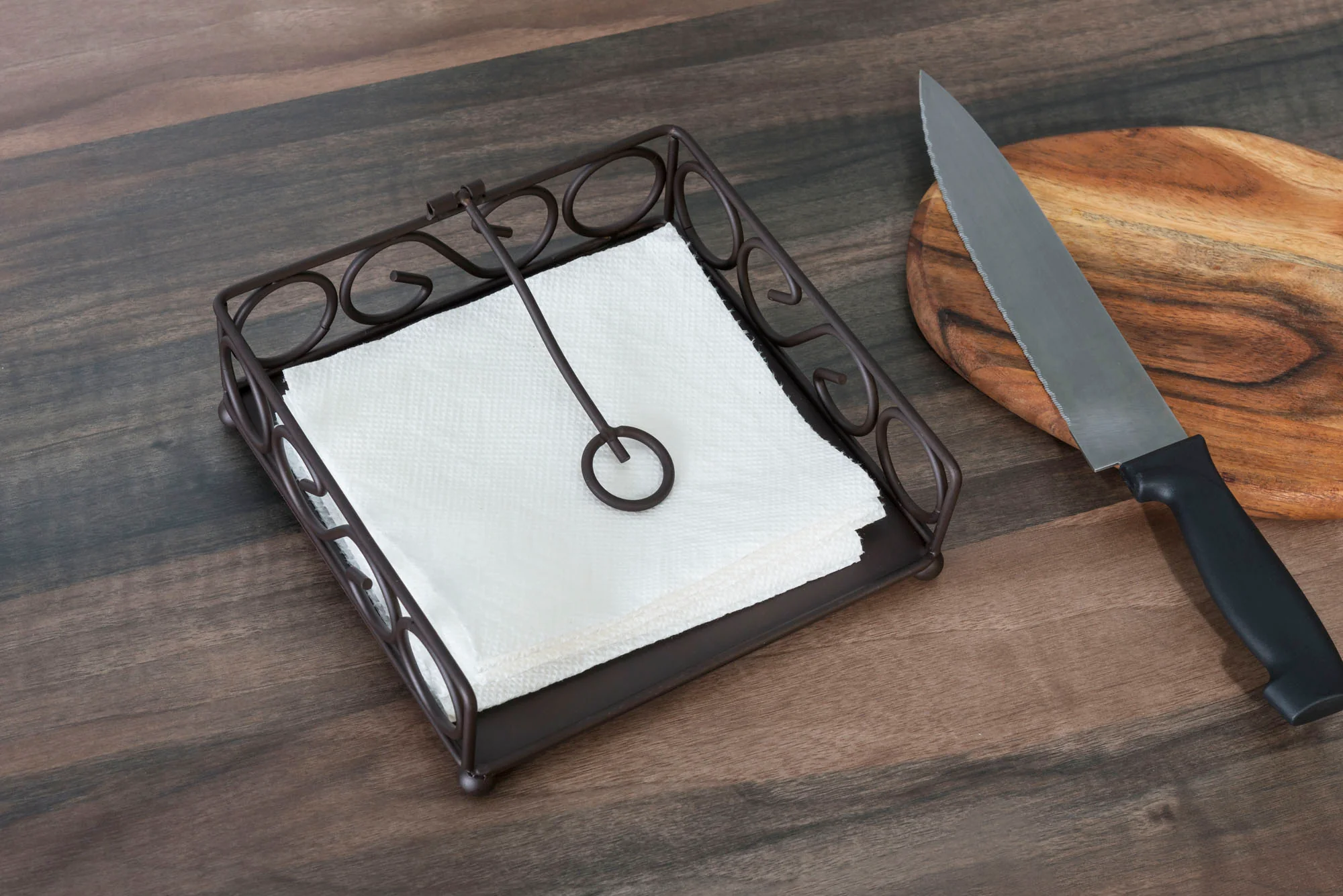 Home Basics Scroll Collection Steel Flat Napkin Holder, Bronze - Image 5