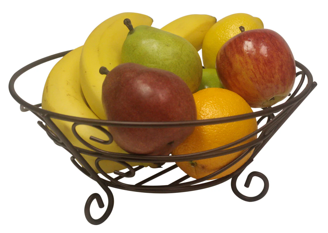 Home Basics Scroll Collection Steel Fruit Basket, Bronze