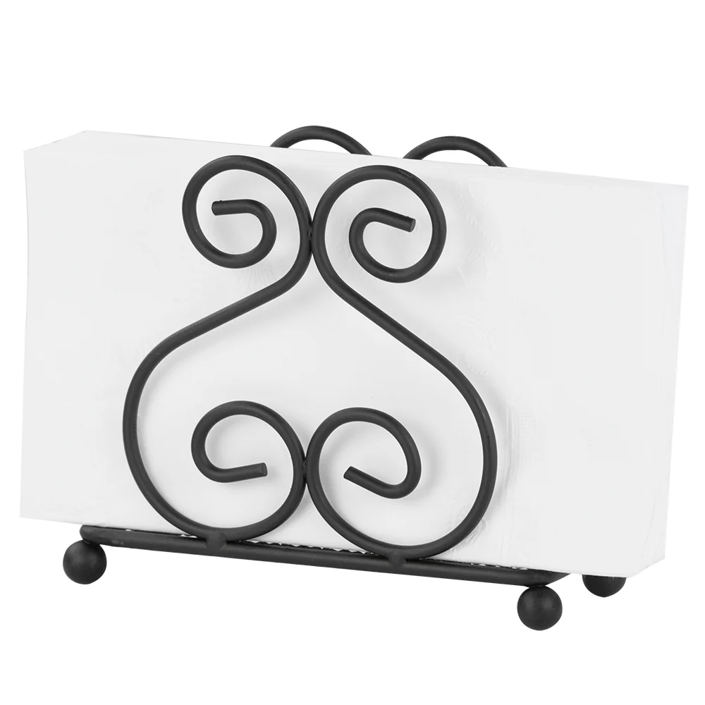 Home Basics Scroll Collection Steel Napkin Holder, Black