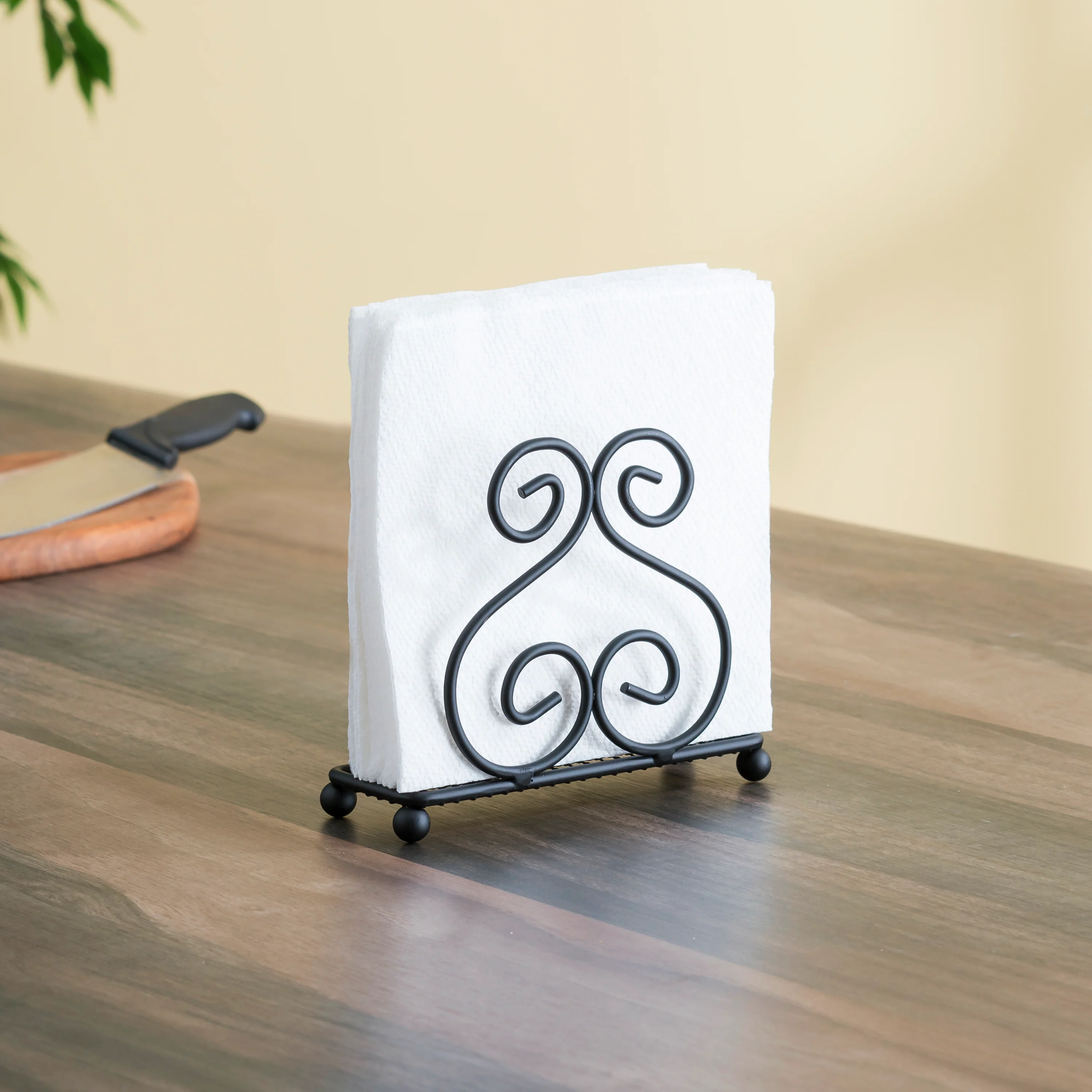Home Basics Scroll Collection Steel Napkin Holder, Black - Image 4