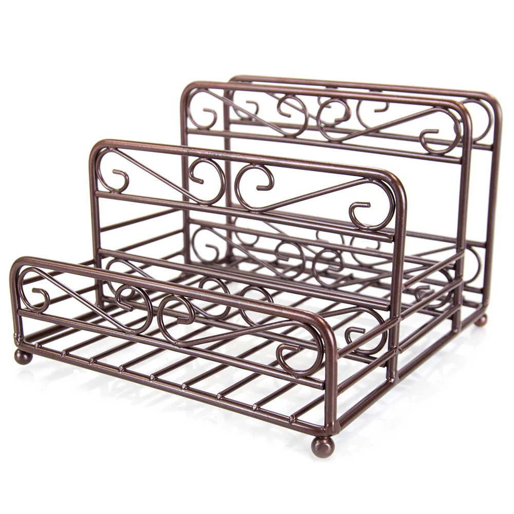 Home Basics Scroll Collection Steel Salt And Pepper Napkin Caddy, Bronze - Image 2