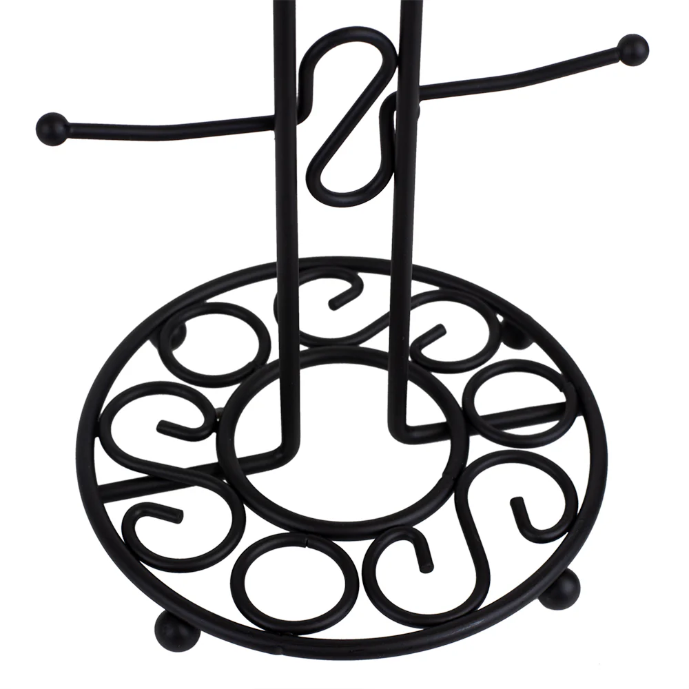 Home Basics Scroll Design Mug Tree, Black, 6x15 Inches - Image 4