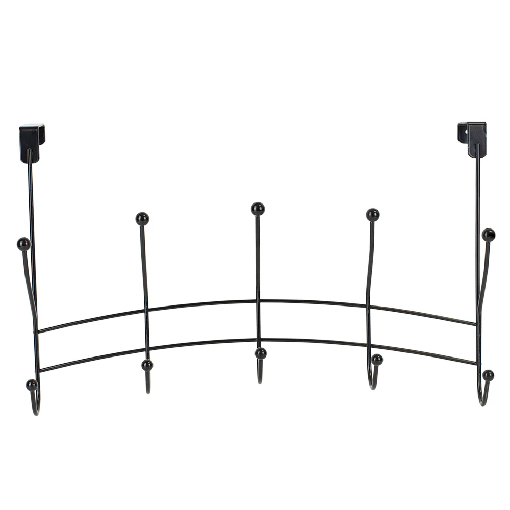 Home Basics Shelby 5 Hook Over the Door Hanging Rack, Black - Image 3