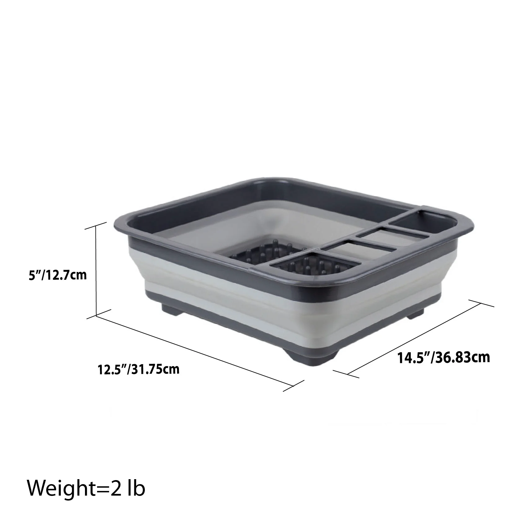 Home Basics Silicone and Plastic  Easy Storage Collapsible Dish Rack,Grey - Image 6