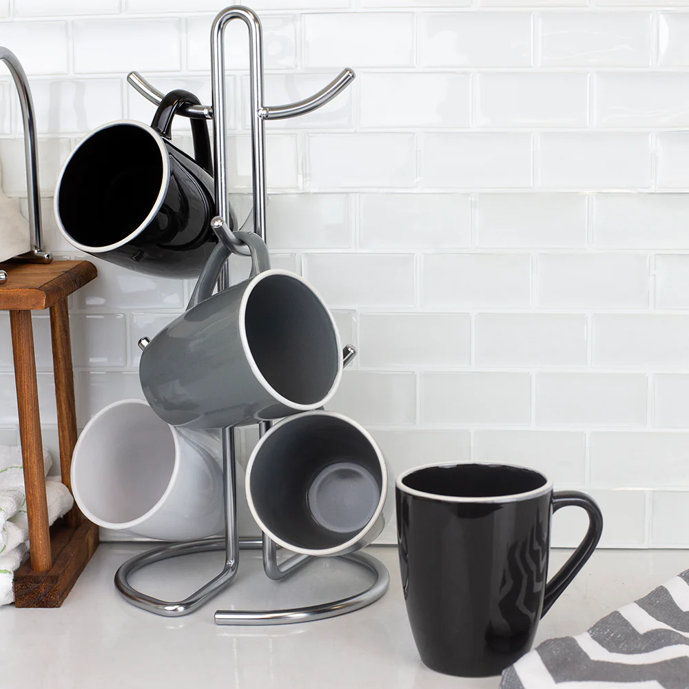 Home Basics Simplicity Collection 6 Hook Steel Mug Tree, Satin Chrome - Image 5