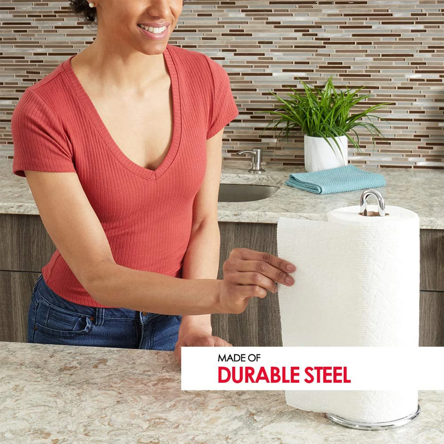 Home Basics Simplicity Collection Free-Standing Paper Towel Holder, Chrome - Image 2