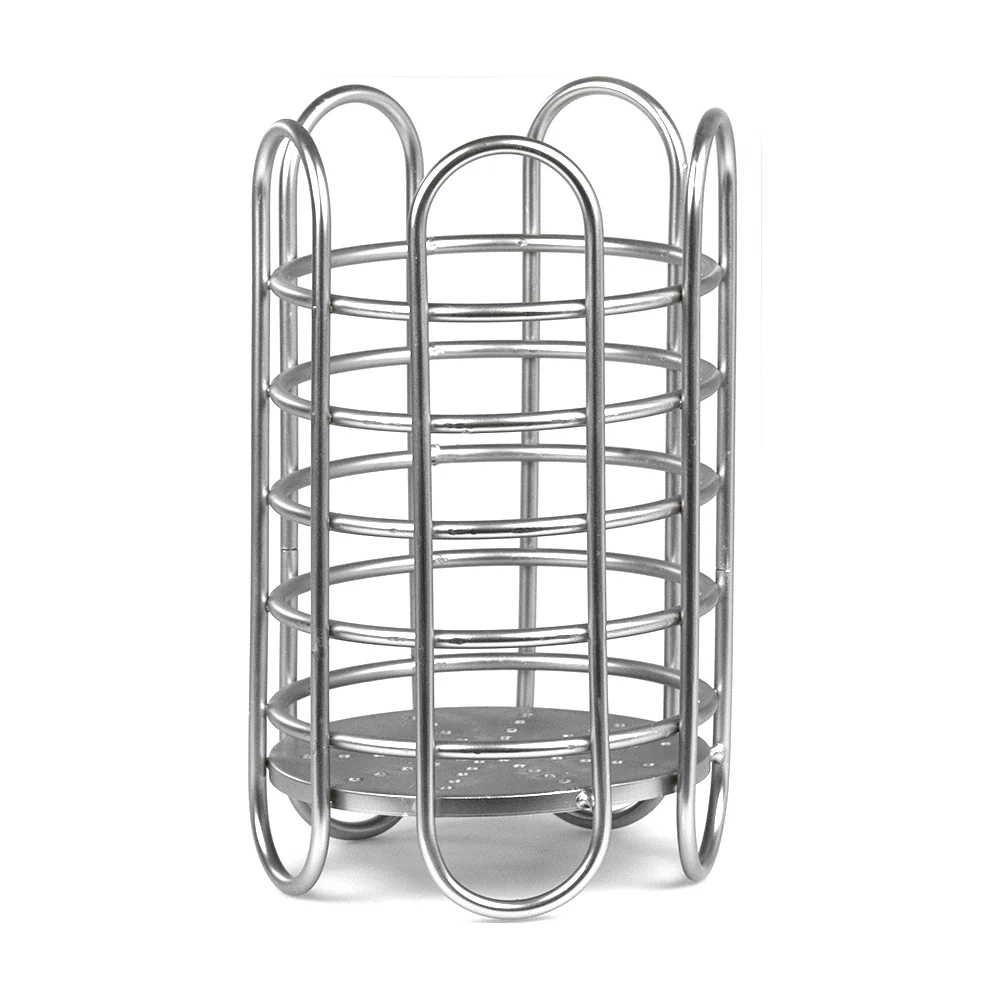 Home Basics Simplicity Collection Free-Standing Utensil and Cutlery Holder with Quick Draining Holes, Satin Nickel - Image 3