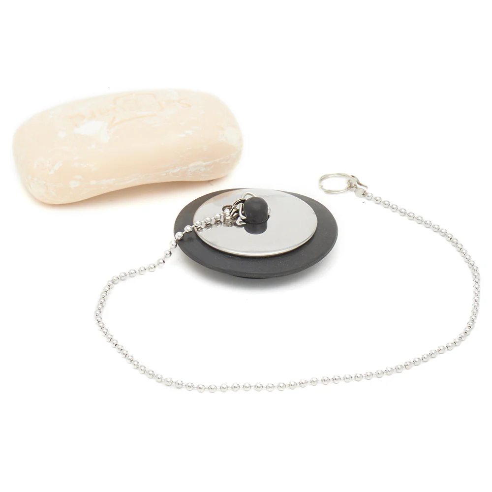 Home Basics Sink Stopper With Chain, Black, 2.75x2.75x1 Inches - Image 2