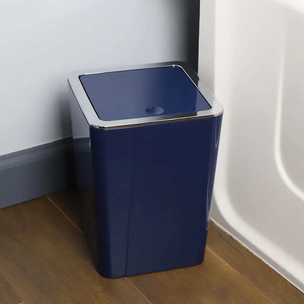 Home Basics Skylar Swing Top 3 Lt ABS Plastic Waste Bin, Navy - Image 4