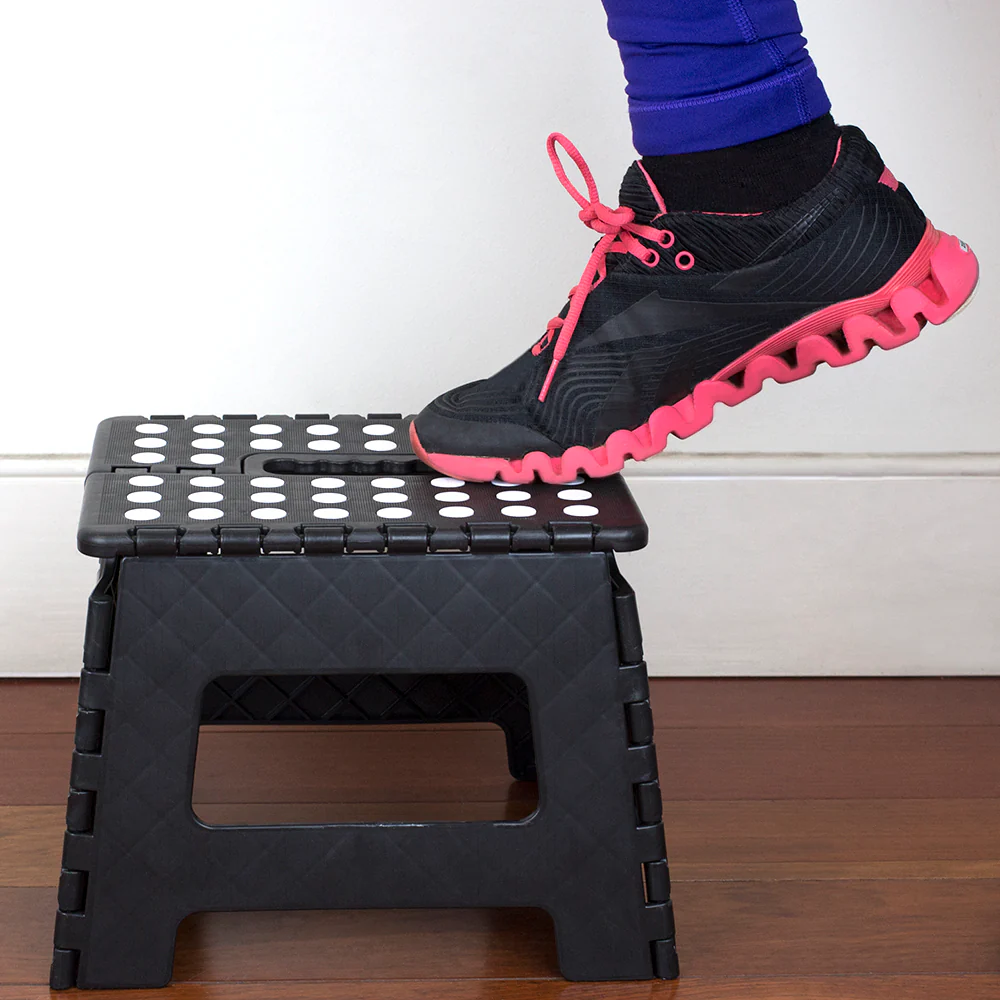 Home Basics Small Plastic Folding Stool with Non-Slip Dots - Image 4
