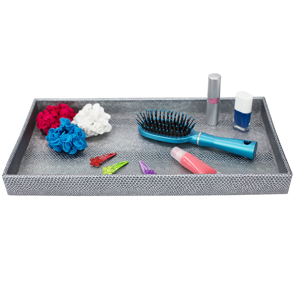 Home Basics Snakeskin Vanity Tray, Silver