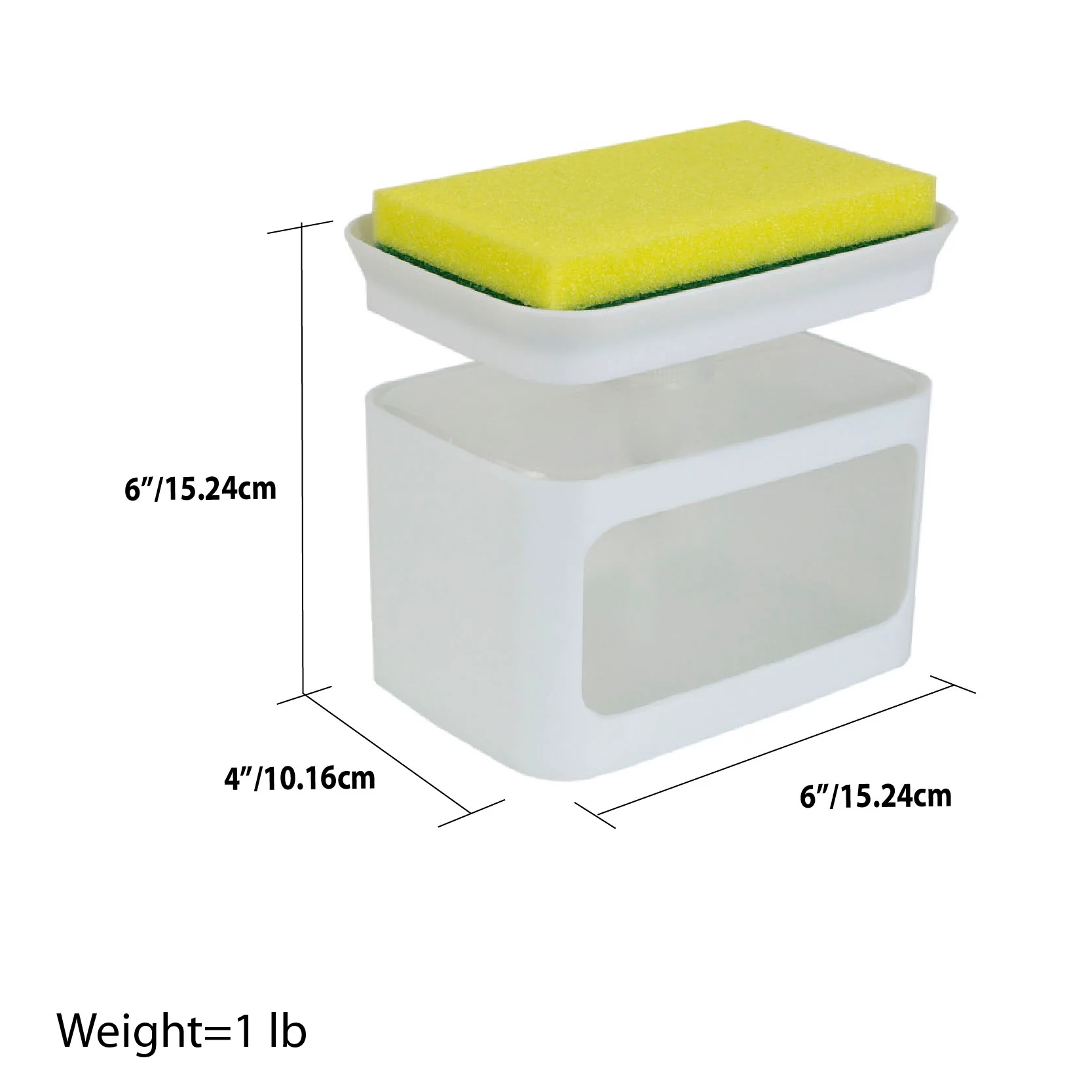 Home Basics Soap Dispensing Sponge Holder, White - Image 7