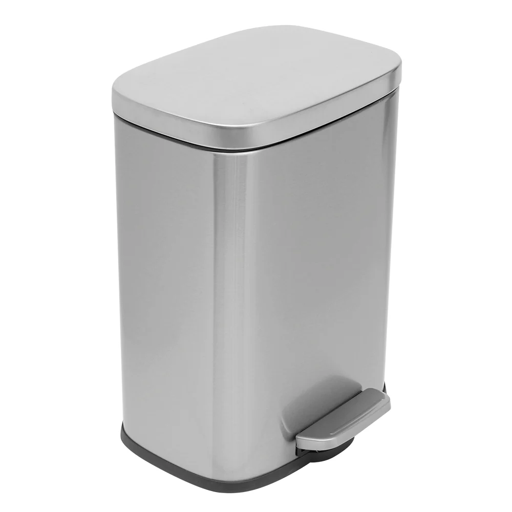 Home Basics Soft Close 12 Lt Stainless Steel Step Waste Bin, Silver
