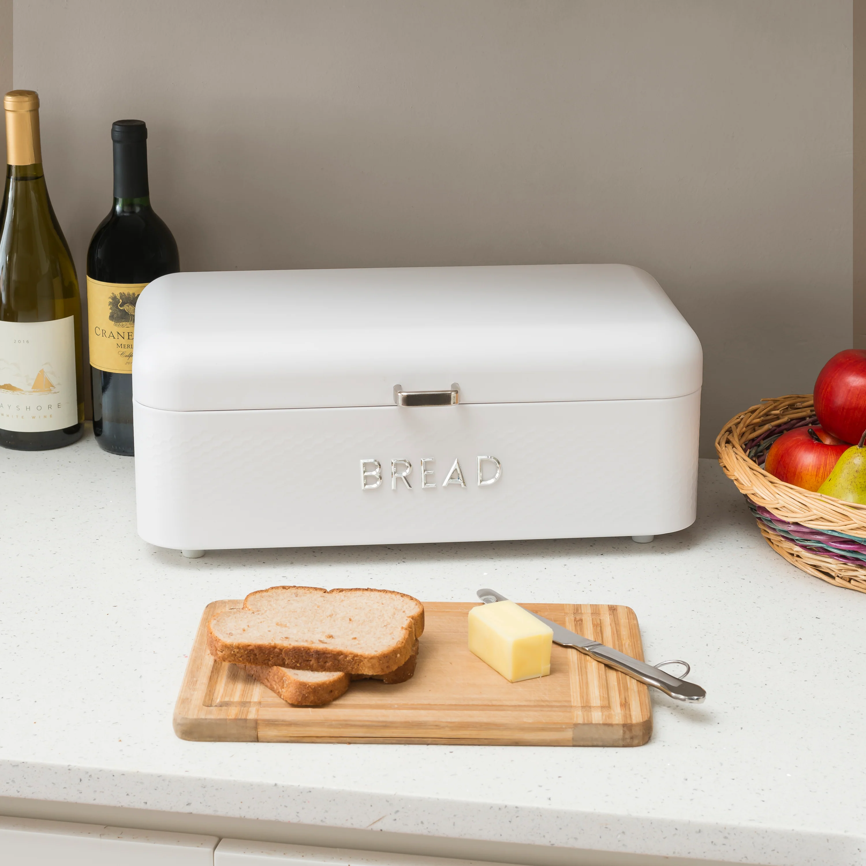 Home Basics Soho Bread Box, Matte White, 16.5x9x7 Inches - Image 5