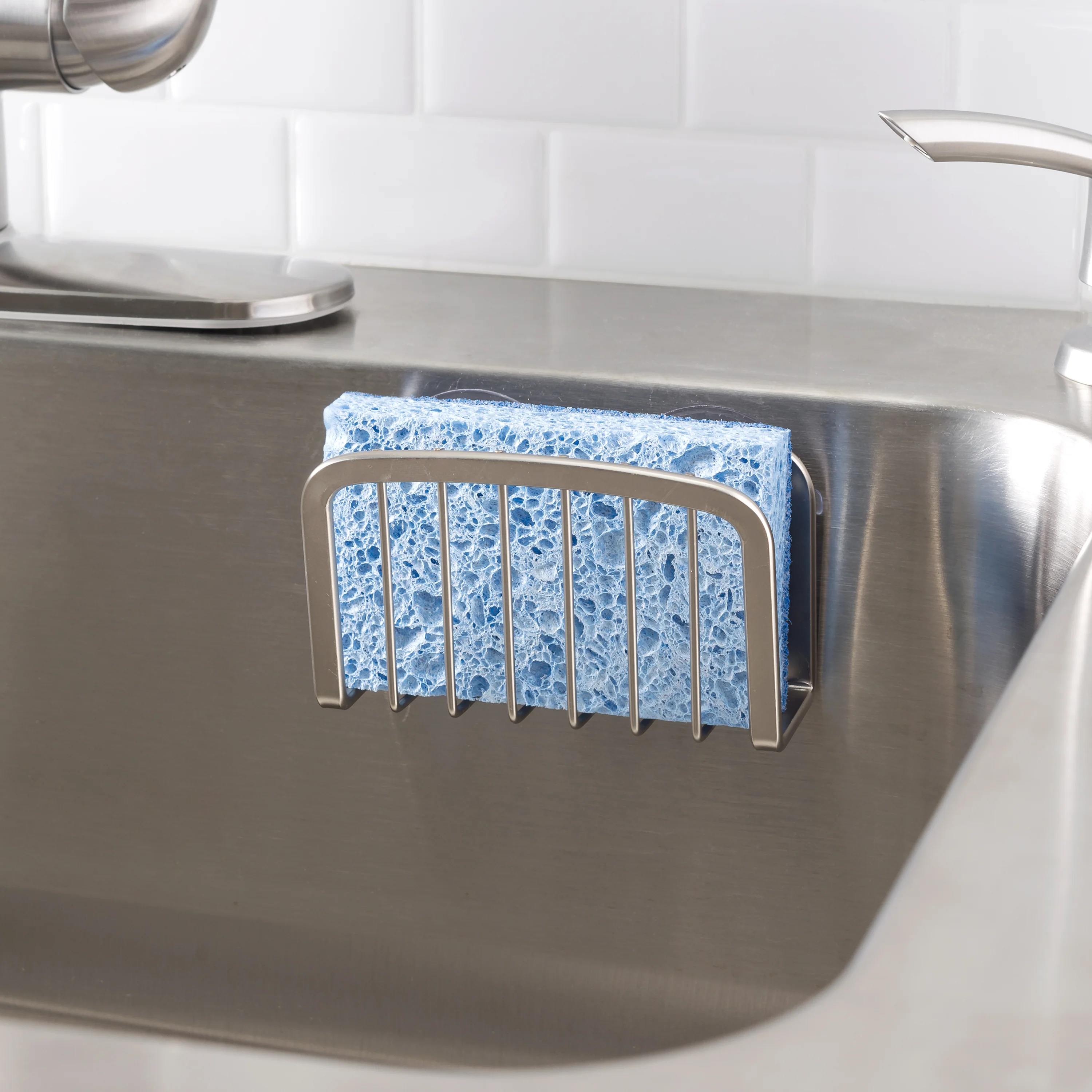 Home Basics Sponge Holder with Suction Cups, Satin Nickel - Image 10