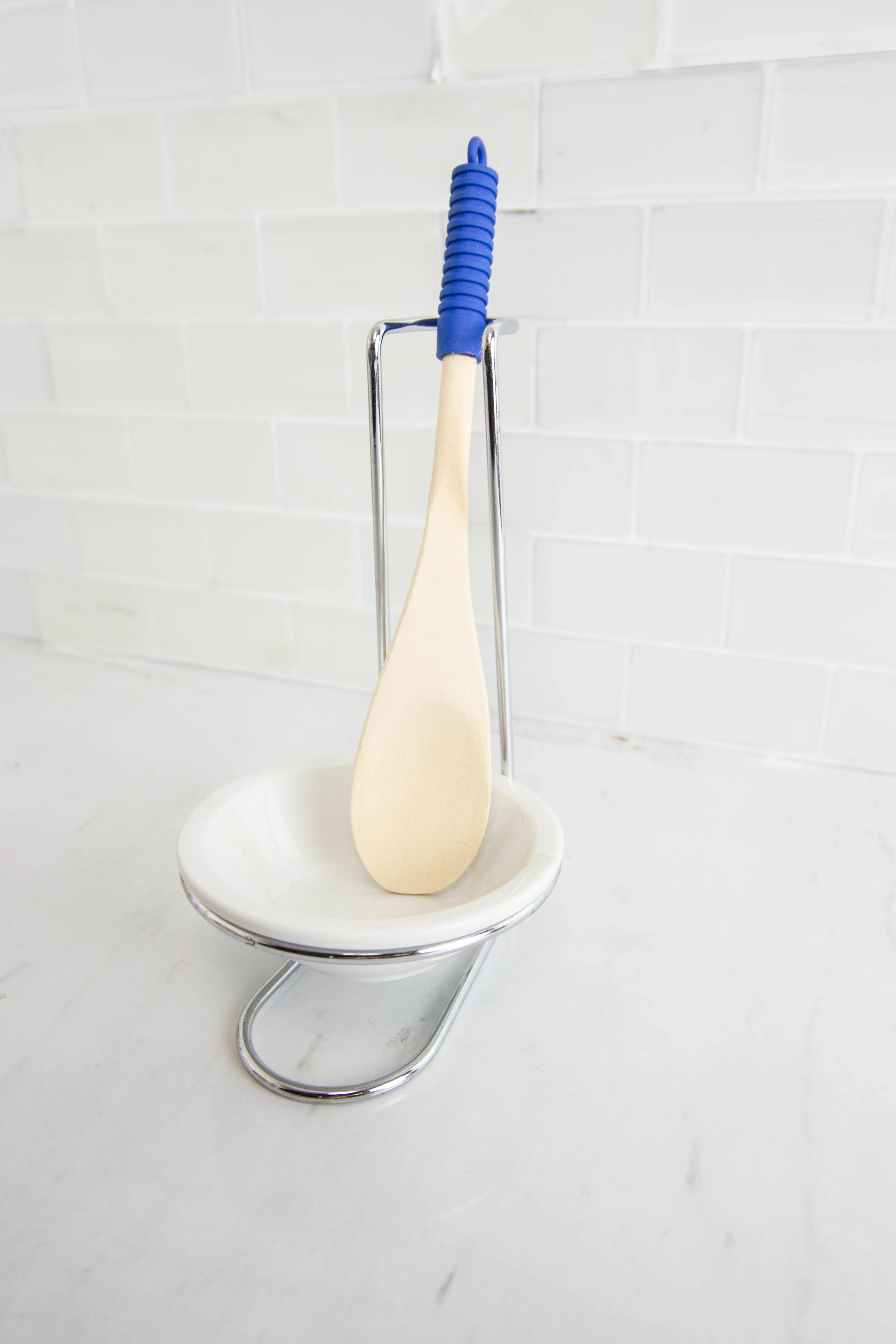 Home Basics Spoon Rest with Tray and Spoon, Chrome - Image 4