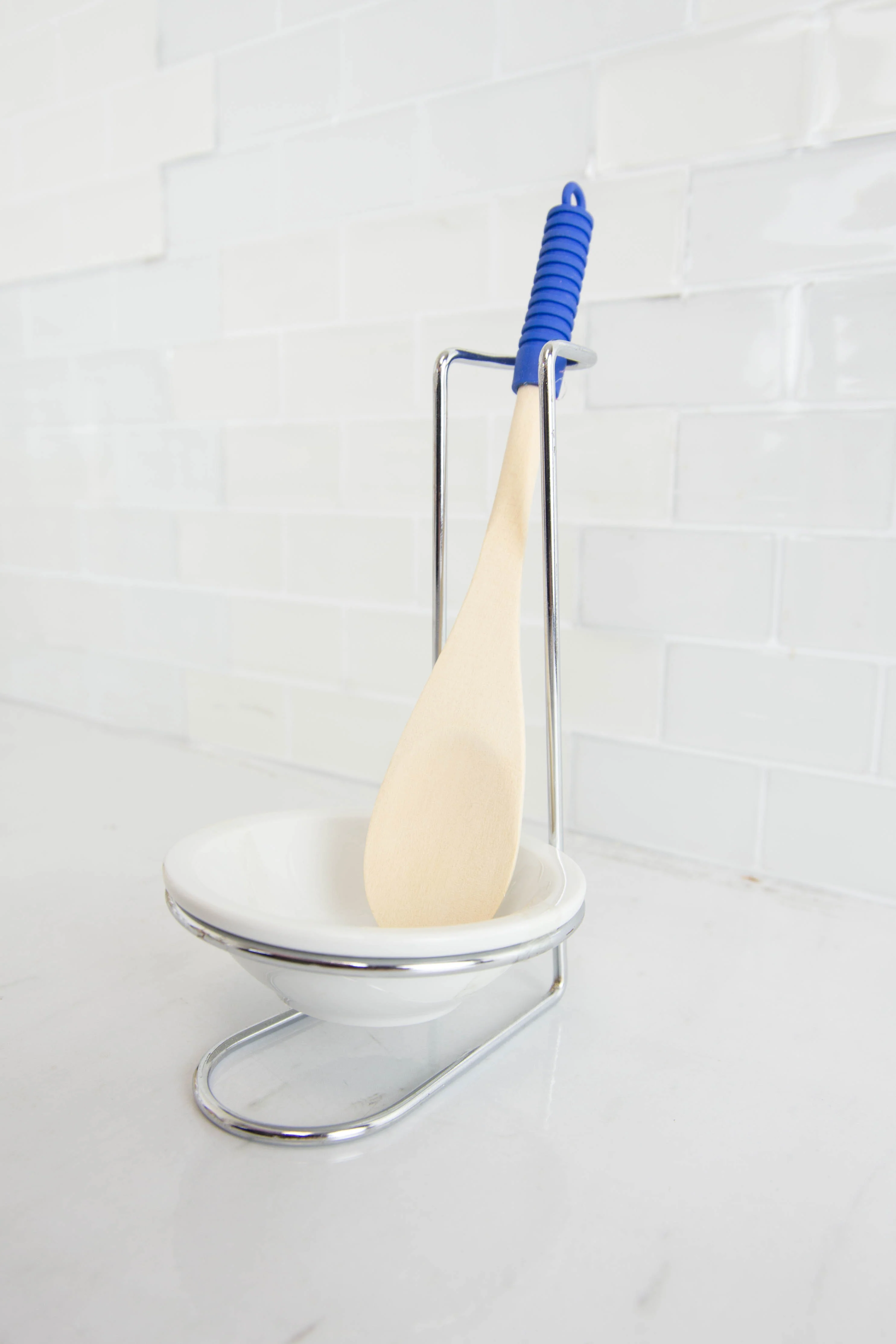 Home Basics Spoon Rest with Tray and Spoon, Chrome - Image 5