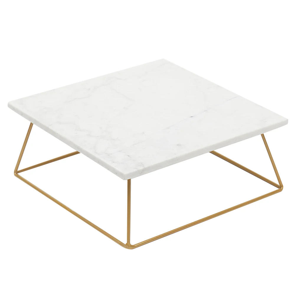Home Basics Square Marble Food Display Riser, White
