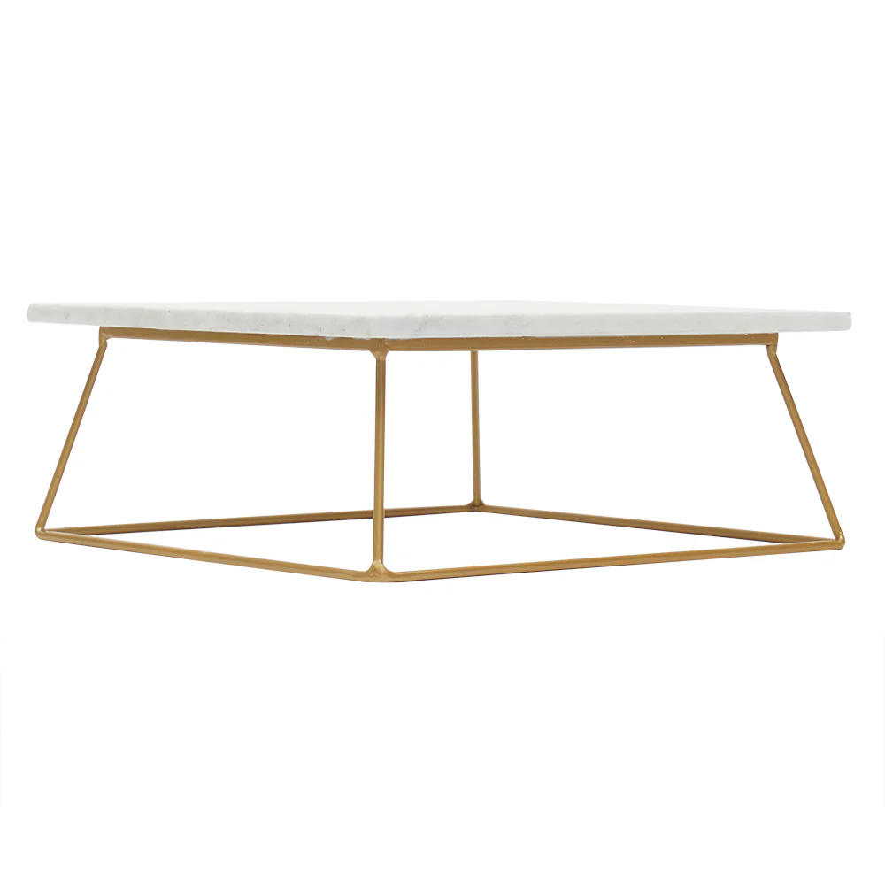 Home Basics Square Marble Food Display Riser, White - Image 2