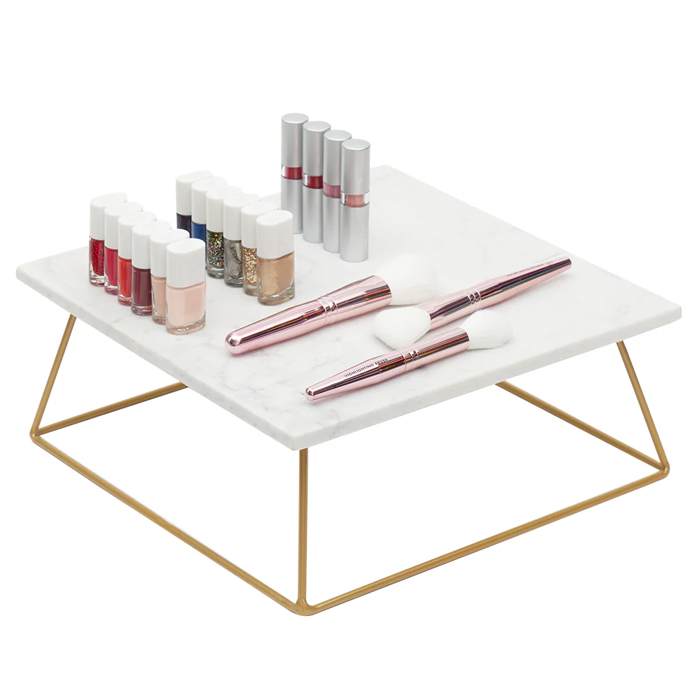 Home Basics Square Marble Food Display Riser, White - Image 3
