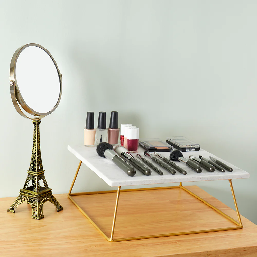 Home Basics Square Marble Food Display Riser, White - Image 5