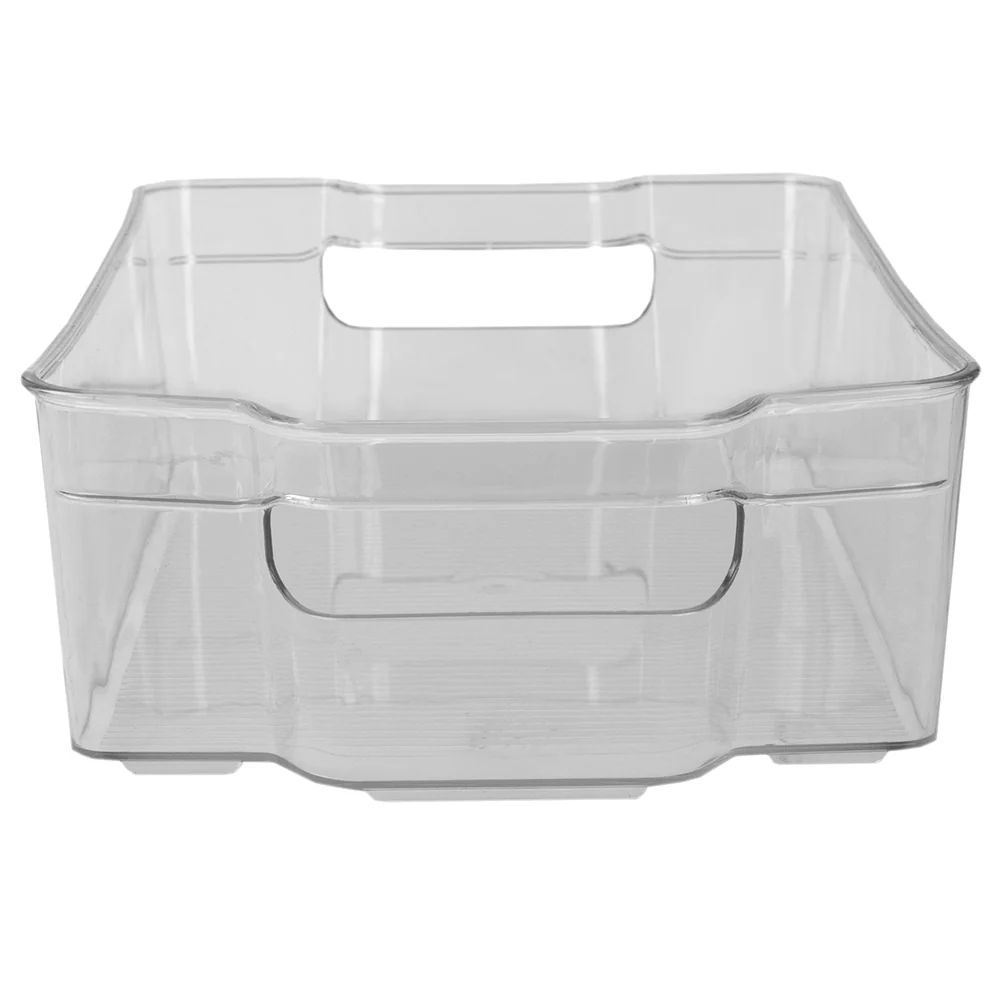 Home Basics Stackable Large Plastic Fridge Pantry and Closet Organization Bin with Handles - Image 2