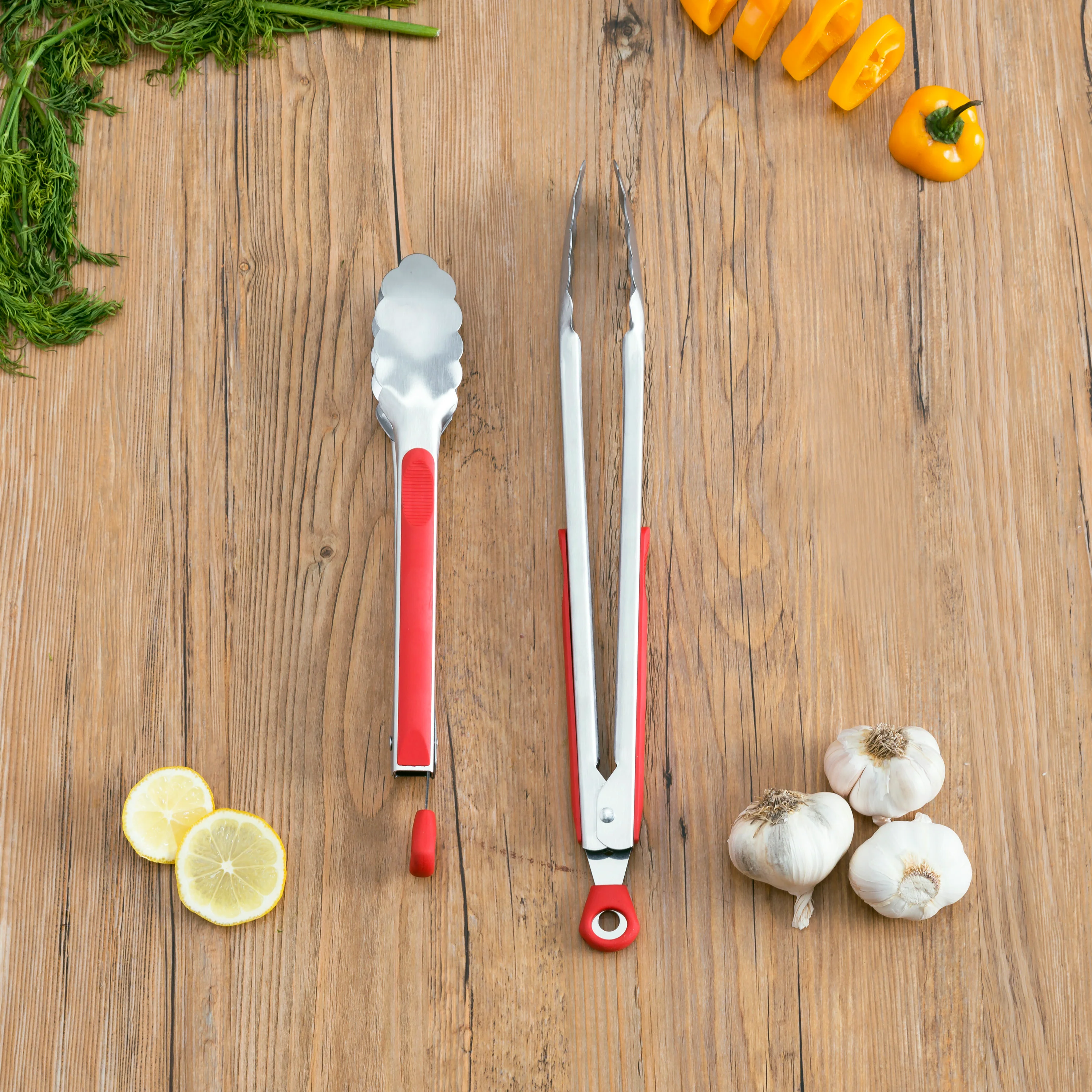 Home Basics Stainless Steel 2 Piece Tong Set with Silicone Handles, Assorted Colors - Image 3