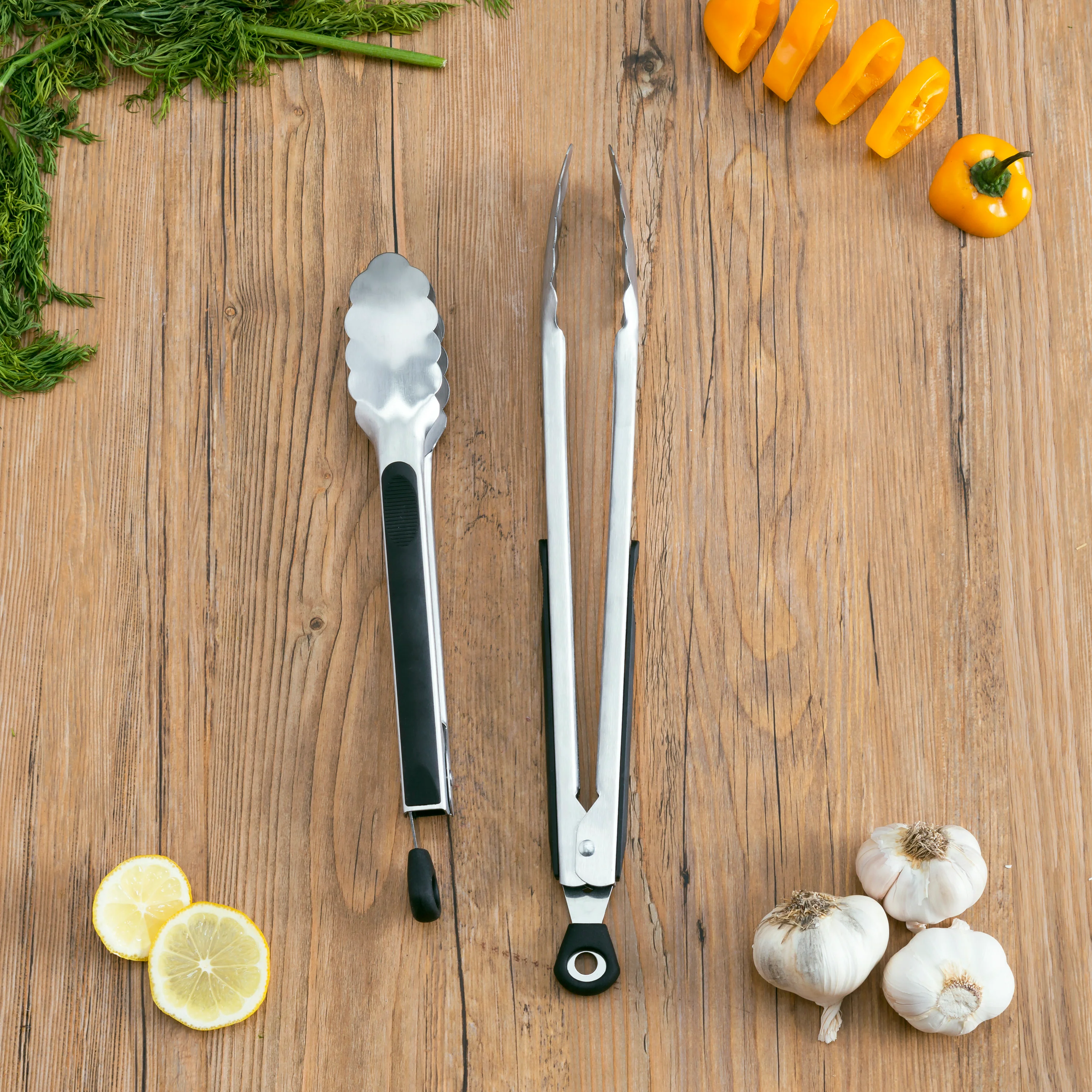 Home Basics Stainless Steel 2 Piece Tong Set with Silicone Handles, Assorted Colors - Image 4