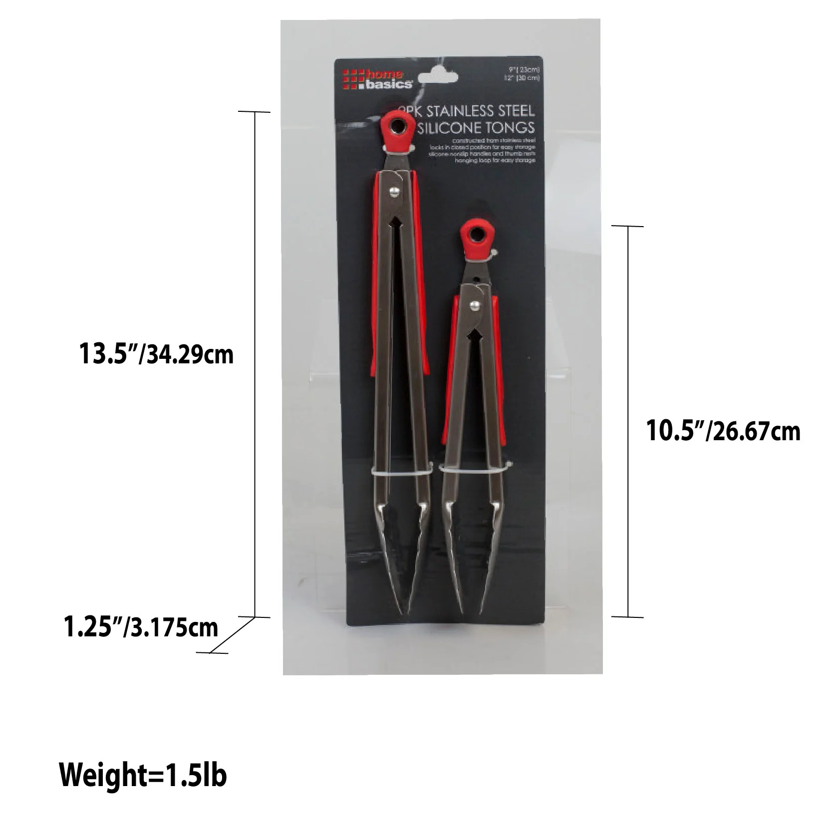 Home Basics Stainless Steel 2 Piece Tong Set with Silicone Handles, Assorted Colors - Image 5