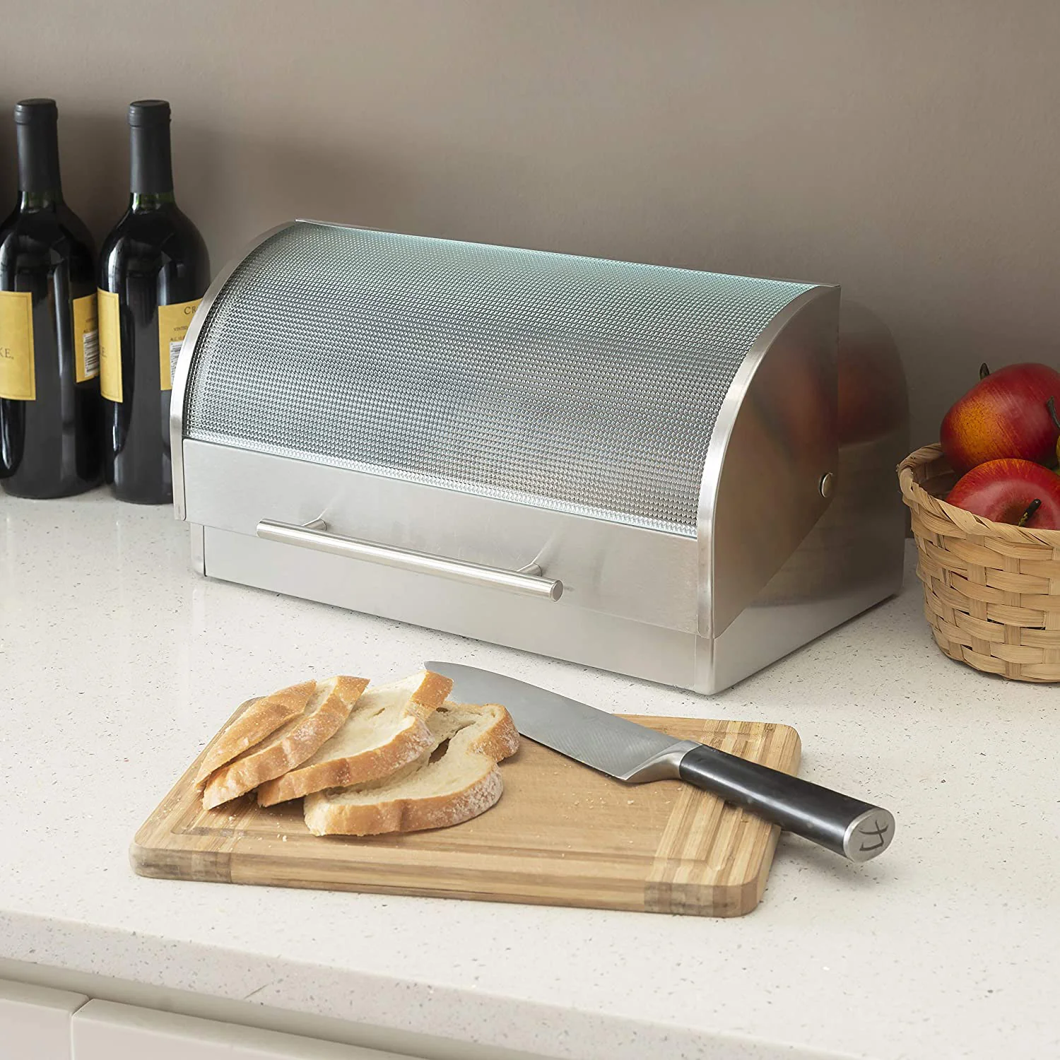Home Basics Stainless Steel Bread Box, 15.5X12.6X6.5 Inches - Image 4
