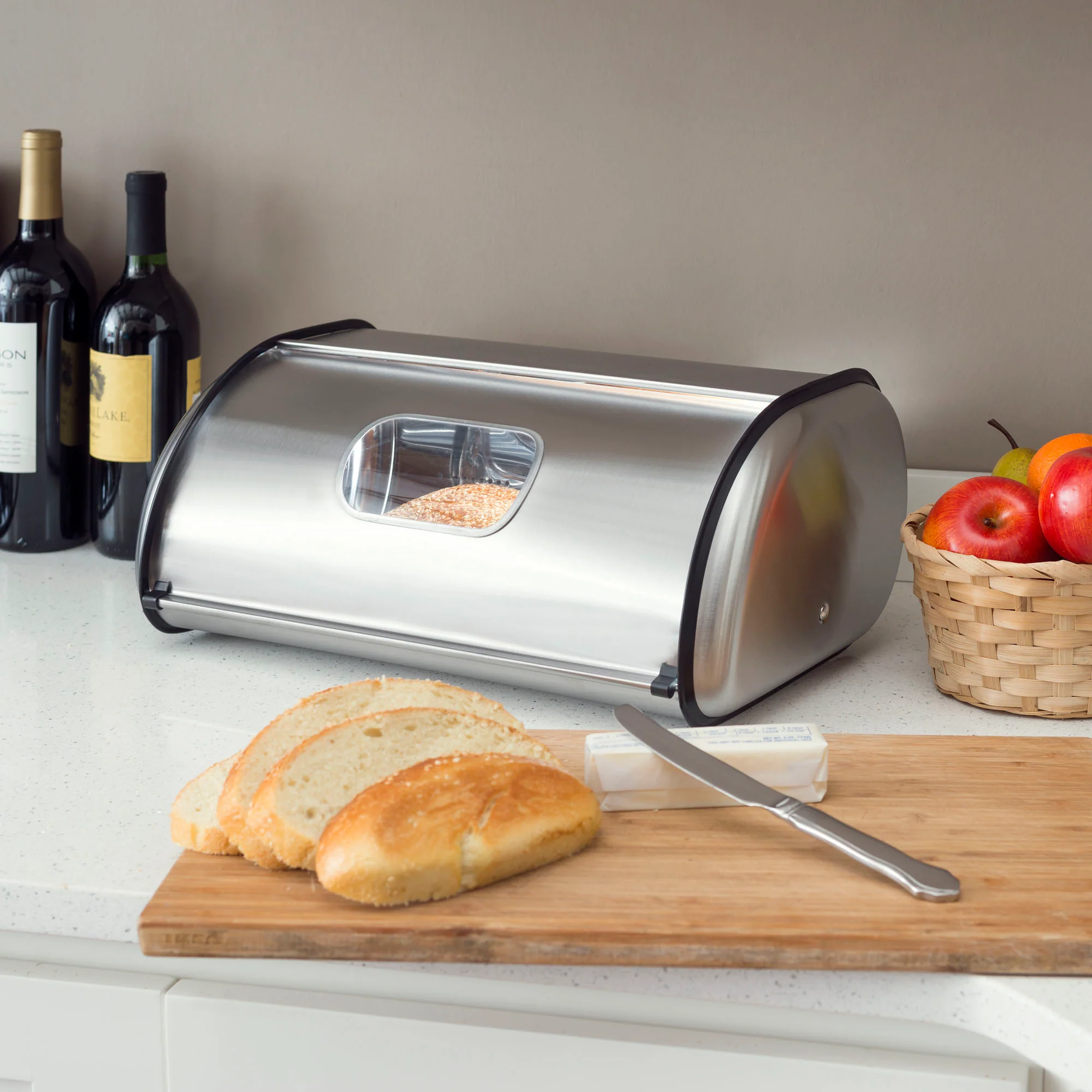 Home Basics Stainless Steel Bread Box, Silver - Image 4