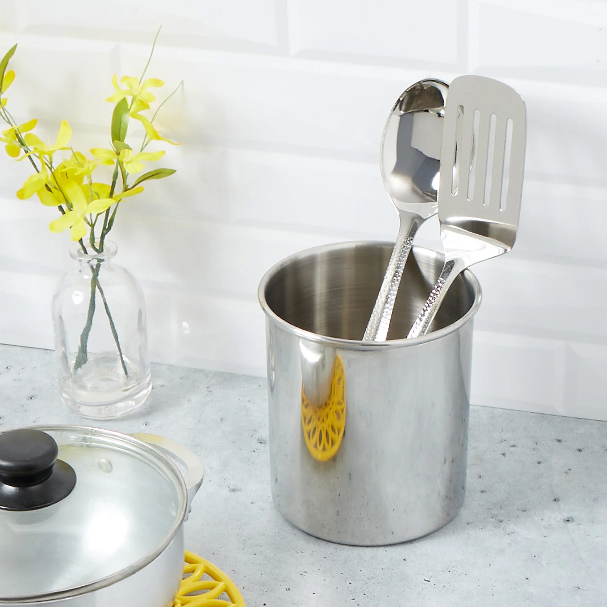 Home Basics Stainless Steel Cutlery Holder, 5.25x6.2 Inches - Image 2