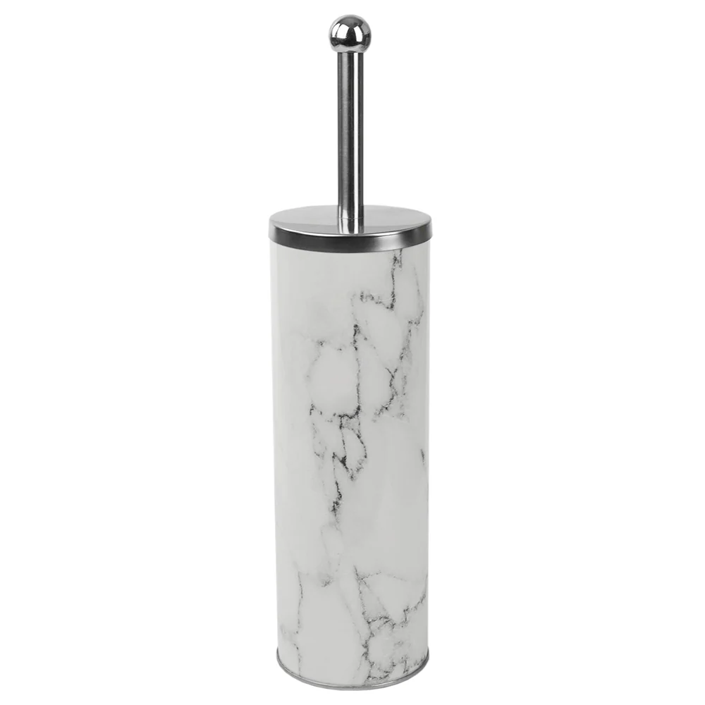 Home Basics Stainless Steel Toilet Brush Holder, White-Marble - Image 2