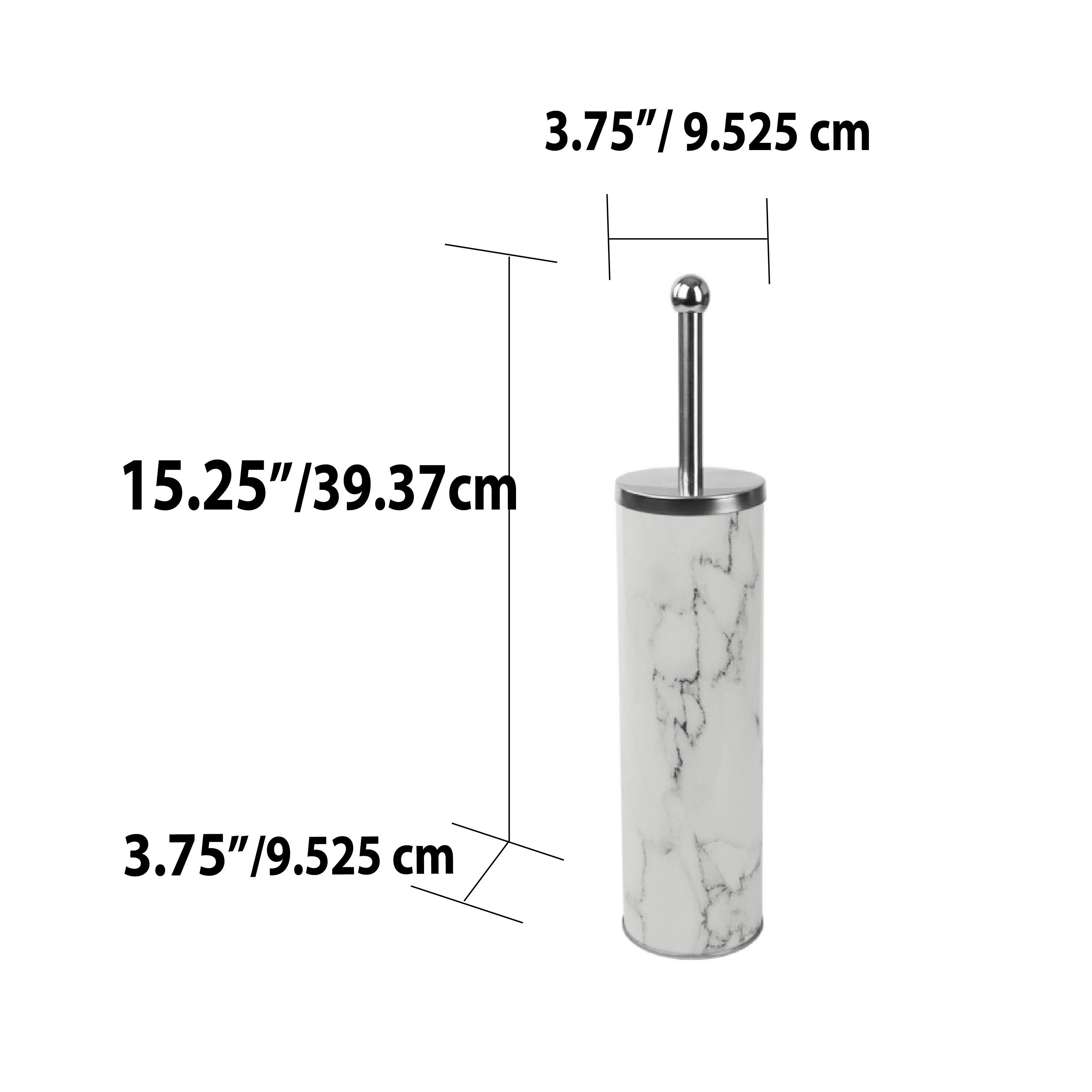 Home Basics Stainless Steel Toilet Brush Holder, White-Marble - Image 6