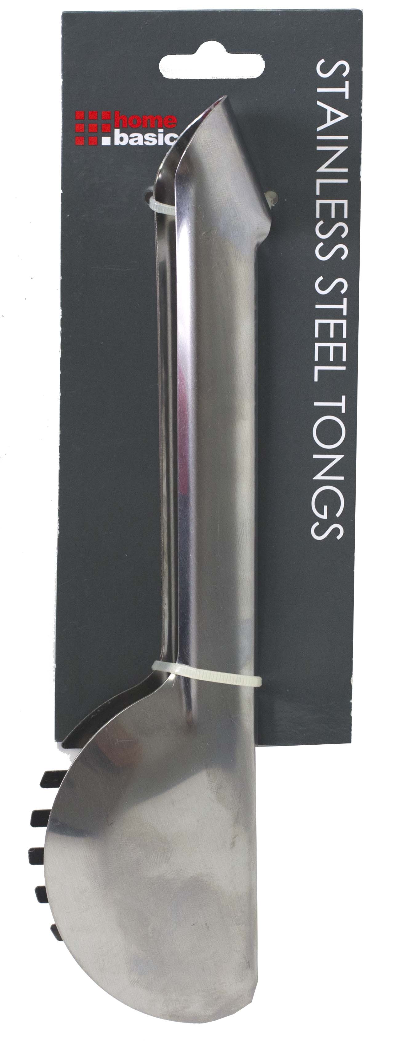 Home Basics Stainless Steel Tongs, Silver