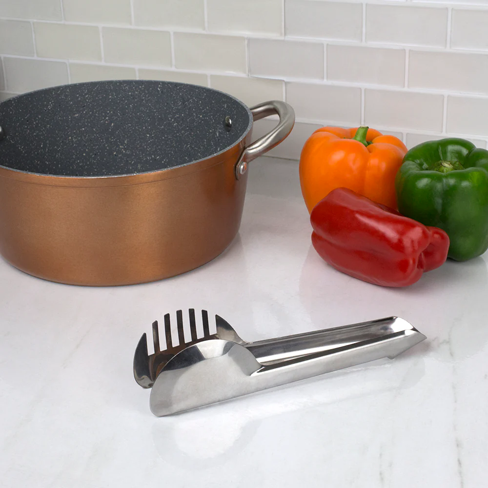 Home Basics Stainless Steel Tongs, Silver - Image 3